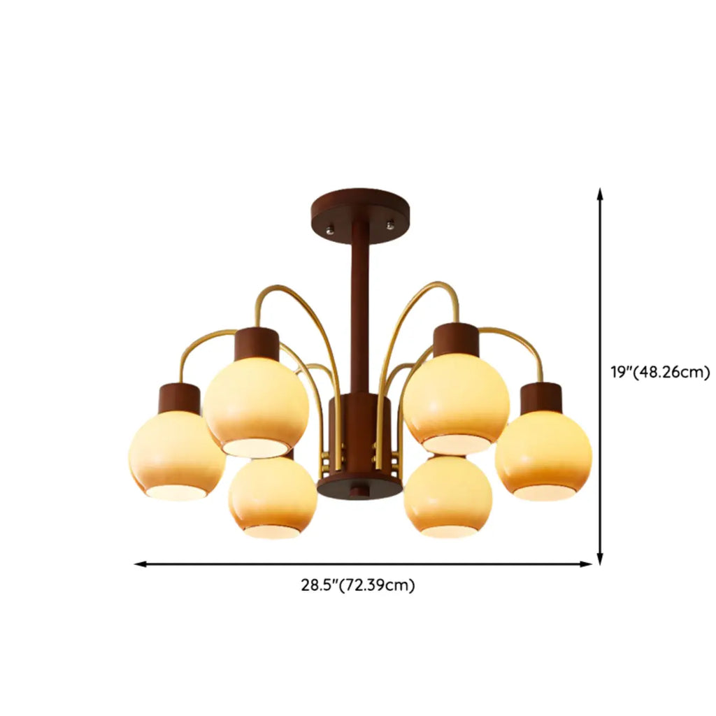 Lustre classique en métal doré et verre ambré