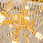 Lustre de plafond haut de gamme à plusieurs niveaux en cristal doré réglable