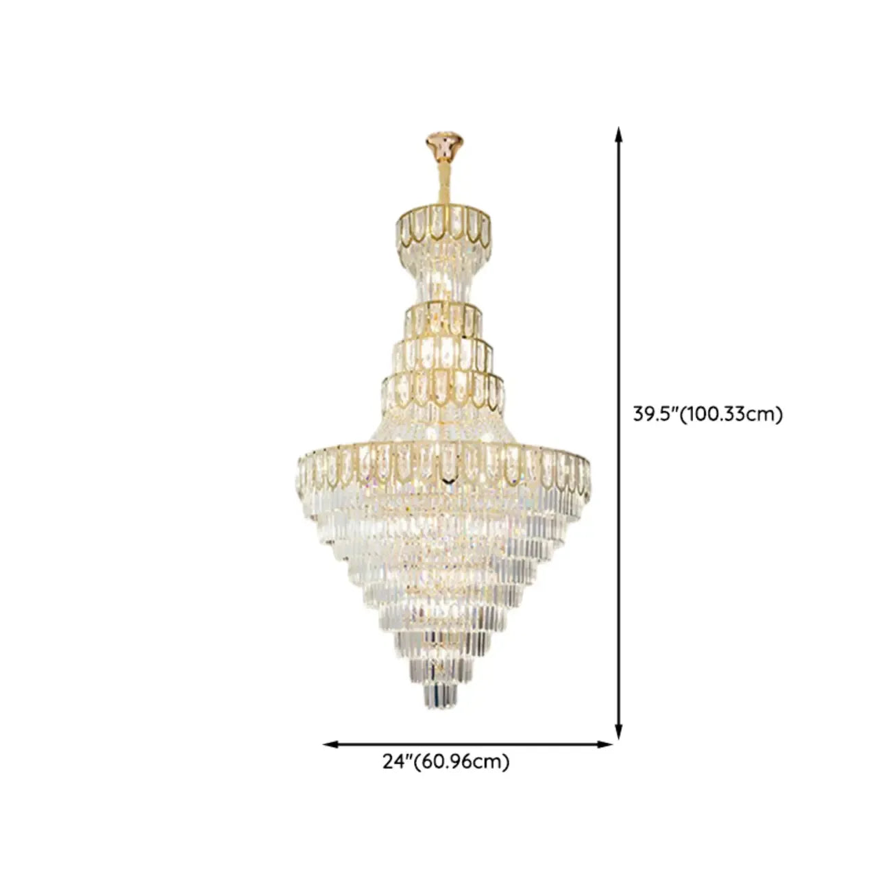 Lustre de plafond haut de gamme à plusieurs niveaux en cristal doré réglable