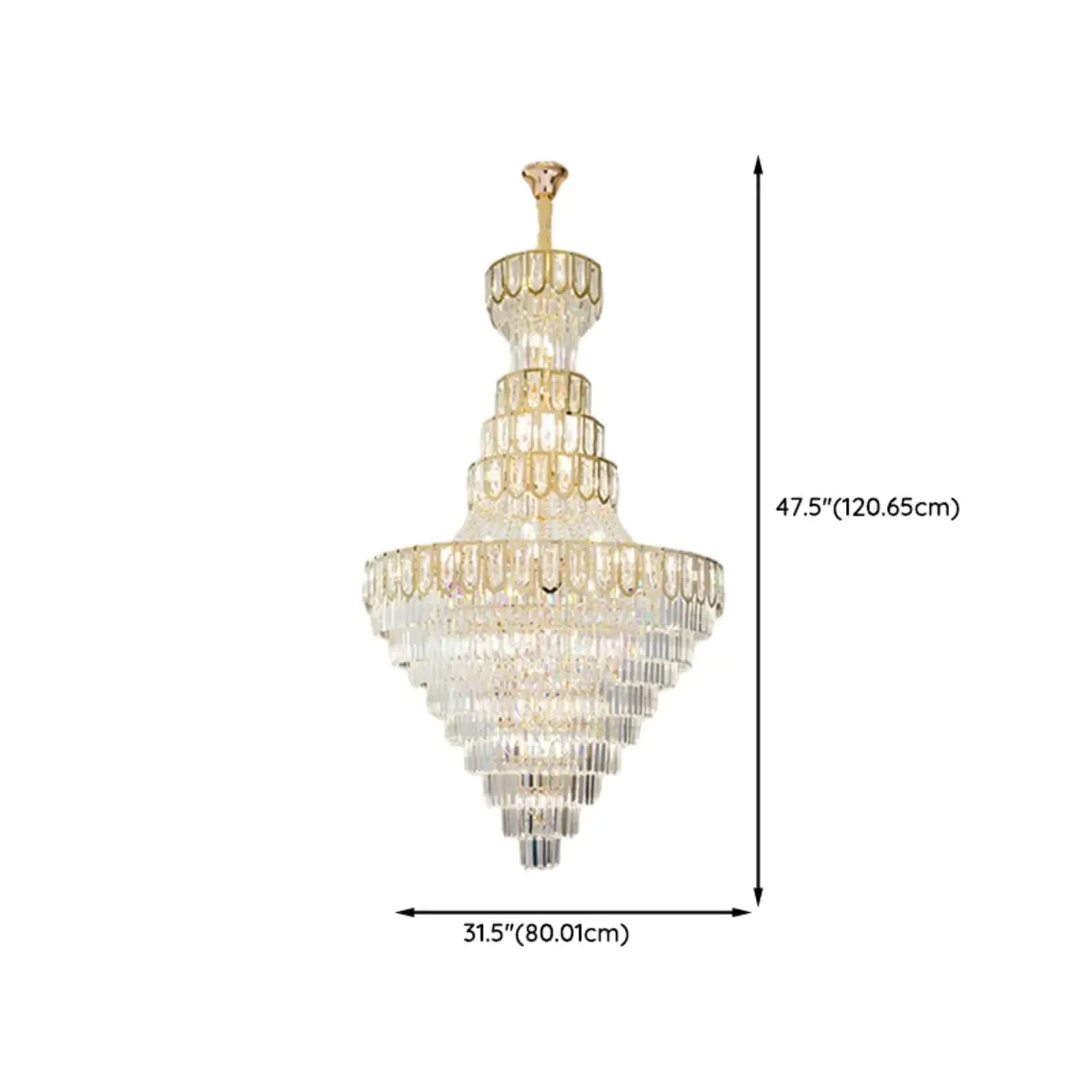 Lustre de plafond haut de gamme à plusieurs niveaux en cristal doré réglable