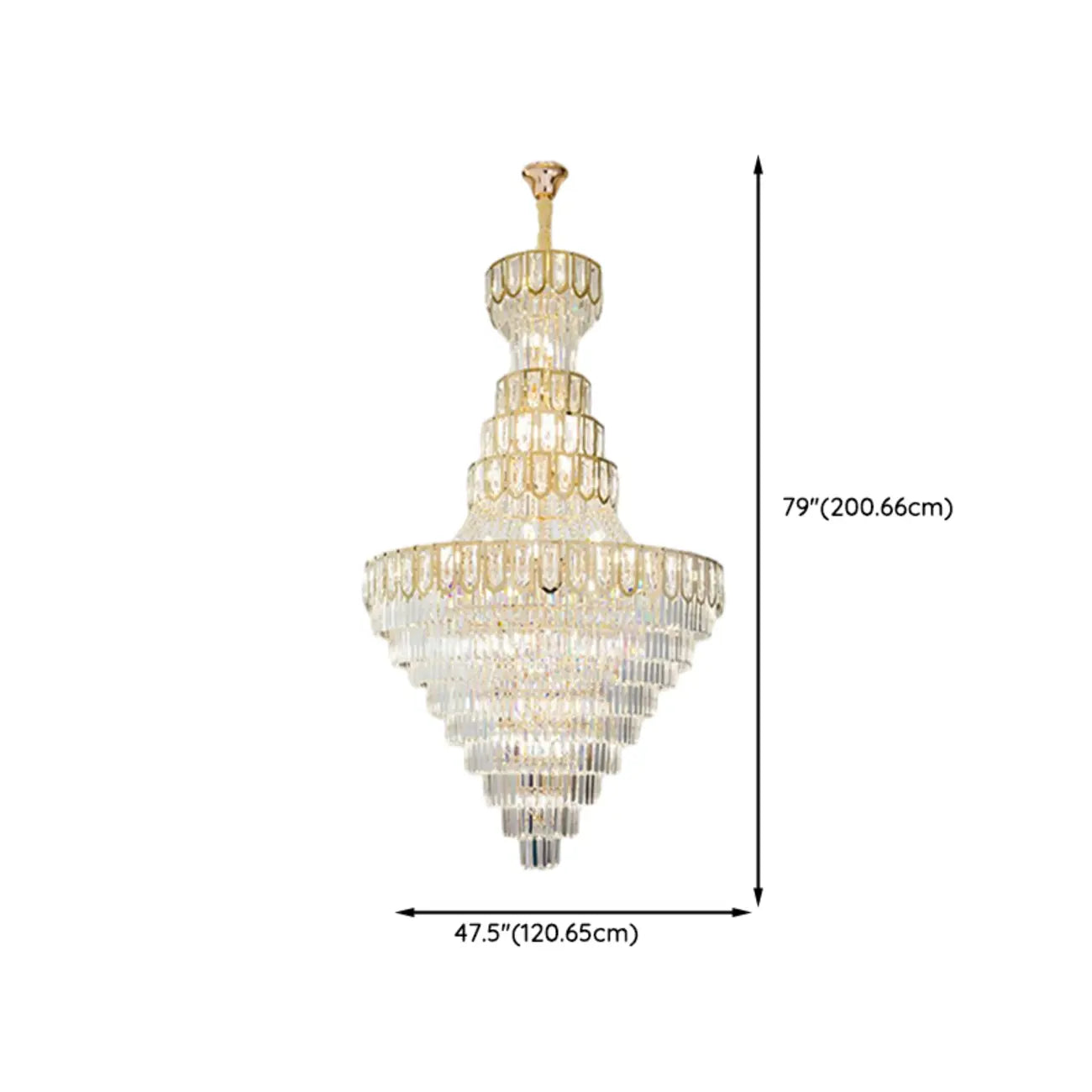 Lustre de plafond haut de gamme à plusieurs niveaux en cristal doré réglable