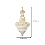 Lustre de plafond haut de gamme à plusieurs niveaux en cristal doré réglable