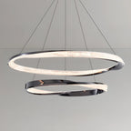 Lustre moderne à LED élégant en métal noir avec anneau circulaire