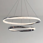 Lustre moderne à LED élégant en métal noir avec anneau circulaire