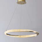 Lustre moderne à LED élégant en métal noir avec anneau circulaire