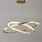 Lustre moderne à LED élégant en métal noir avec anneau circulaire