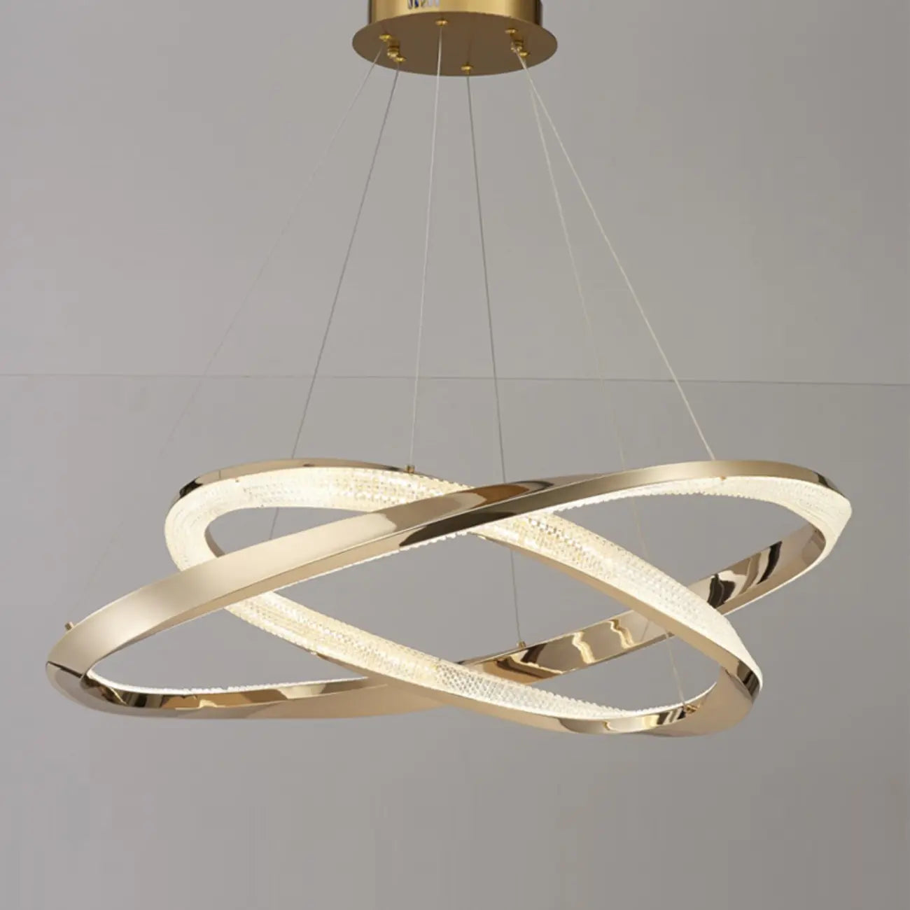 Lustre moderne à LED élégant en métal noir avec anneau circulaire