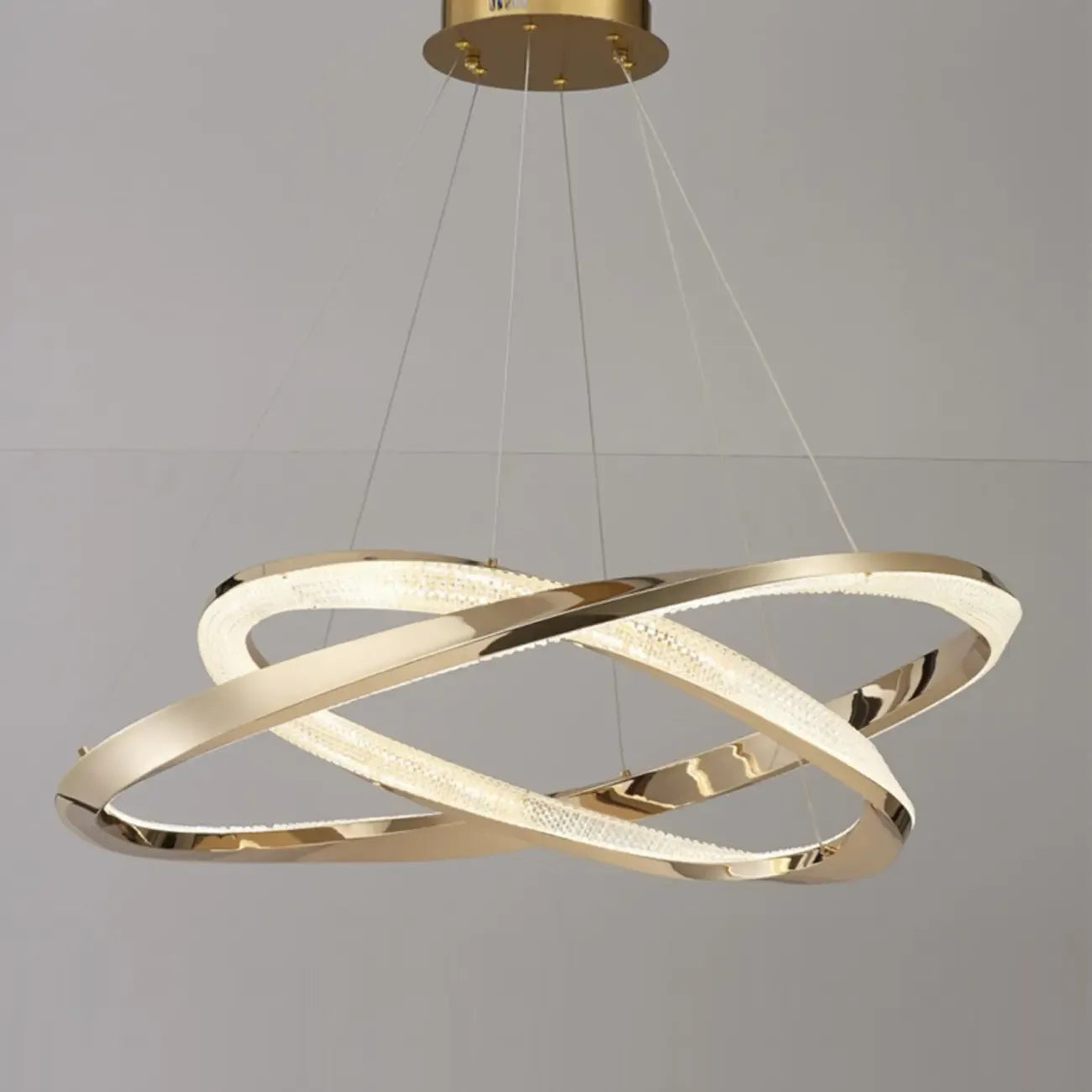 Lustre moderne à LED élégant en métal noir avec anneau circulaire
