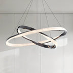 Lustre moderne à LED élégant en métal noir avec anneau circulaire