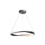 Lustre moderne à LED élégant en métal noir avec anneau circulaire