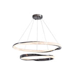 Lustre moderne à LED élégant en métal noir avec anneau circulaire