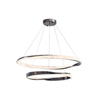 Lustre moderne à LED élégant en métal noir avec anneau circulaire