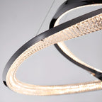 Lustre moderne à LED élégant en métal noir avec anneau circulaire