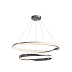 Lustre moderne à LED élégant en métal noir avec anneau circulaire