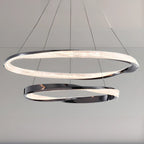 Lustre moderne à LED élégant en métal noir avec anneau circulaire