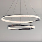 Lustre moderne à LED élégant en métal noir avec anneau circulaire