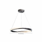 Lustre moderne à LED élégant en métal noir avec anneau circulaire