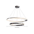 Lustre moderne à LED élégant en métal noir avec anneau circulaire