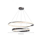 Lustre moderne à LED élégant en métal noir avec anneau circulaire