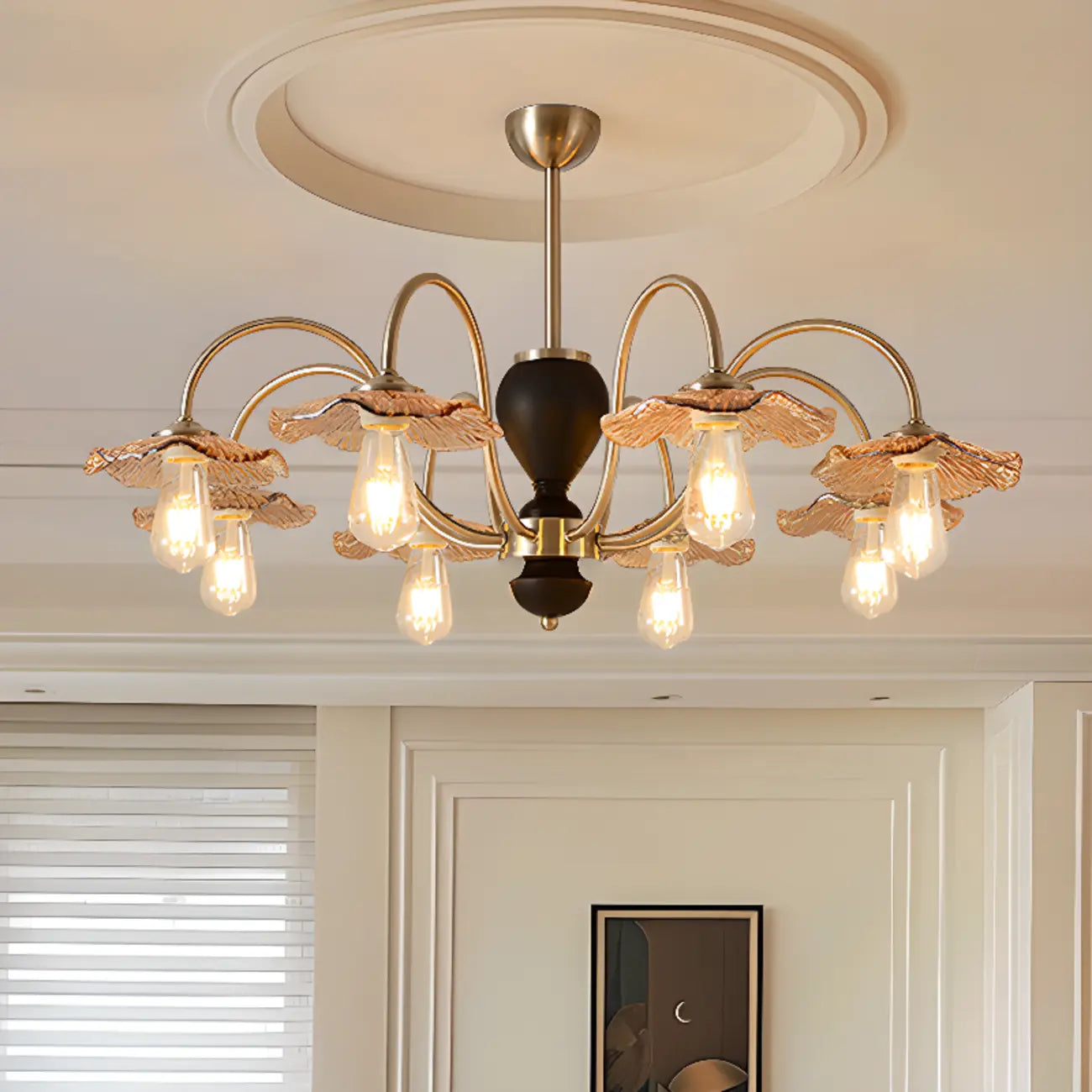 Lustre géométrique à grandes tiges pour salle à manger, 6/8 lumières