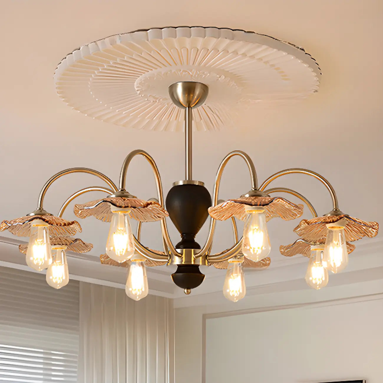 Lustre géométrique à grandes tiges pour salle à manger, 6/8 lumières