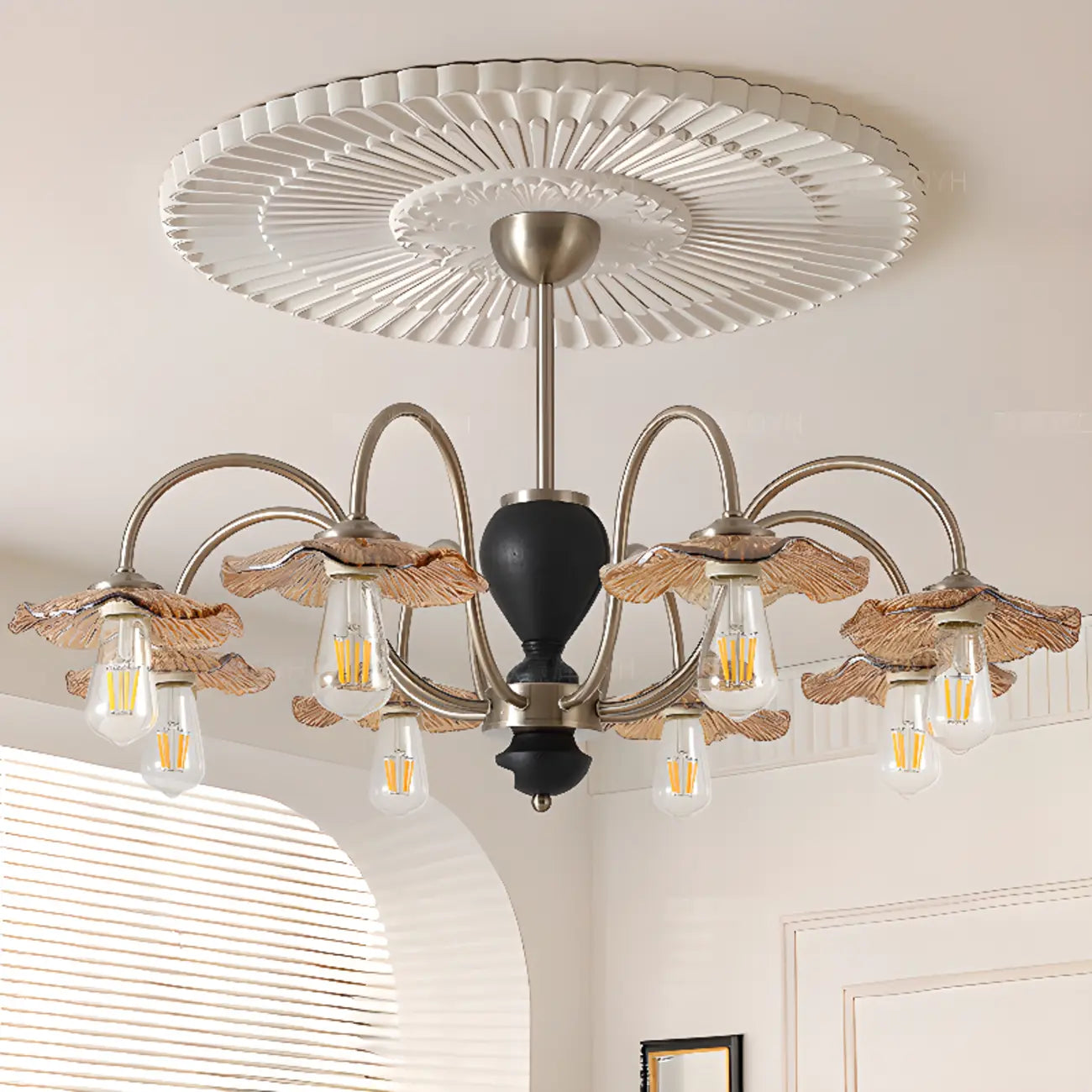 Lustre géométrique à grandes tiges pour salle à manger, 6/8 lumières