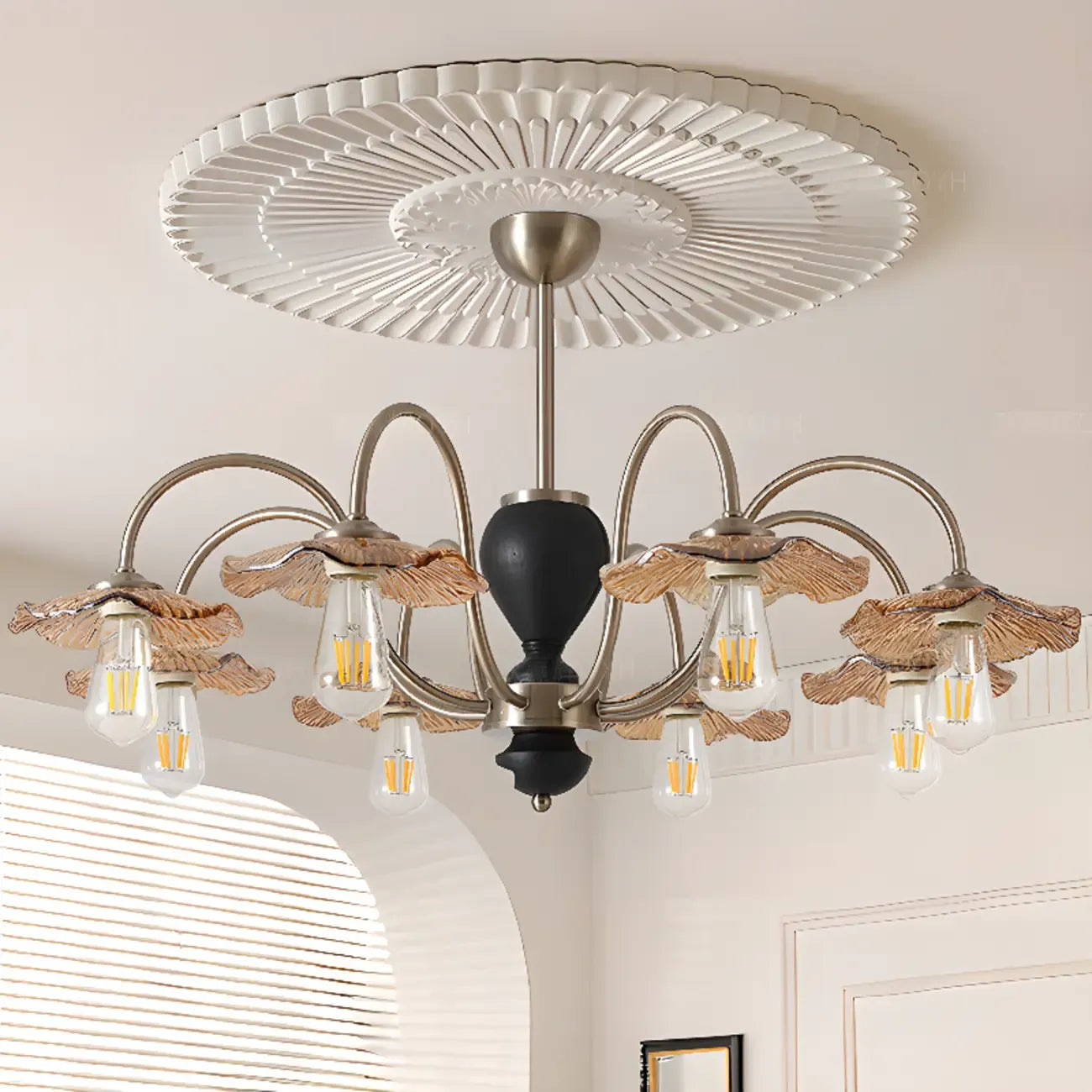 Lustre géométrique à grandes tiges pour salle à manger, 6/8 lumières