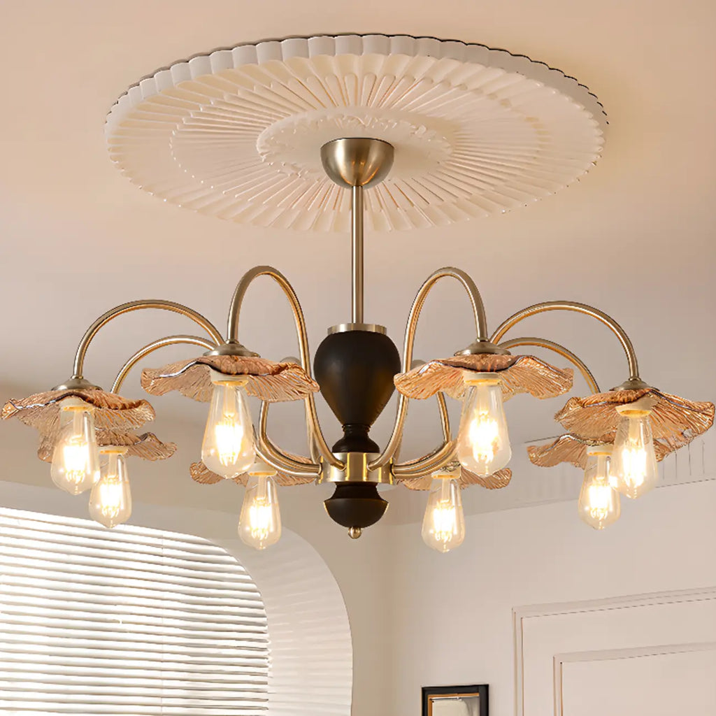 Lustre géométrique à grandes tiges pour salle à manger, 6/8 lumières