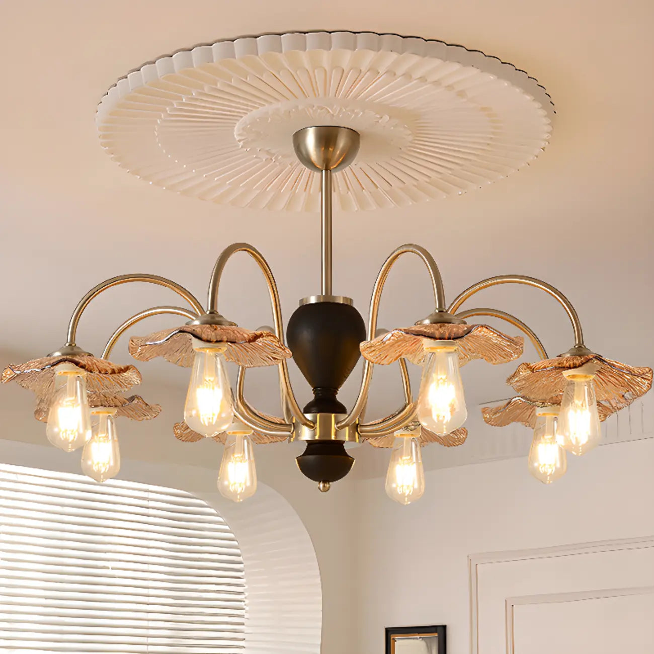 Lustre géométrique à grandes tiges pour salle à manger, 6/8 lumières