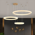 Lustre LED glamour en cristal doré à plusieurs cercles