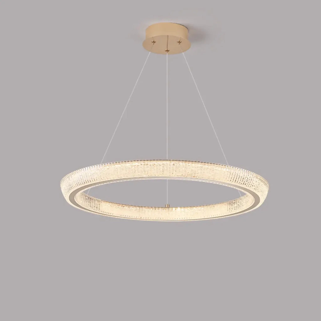 Lustre LED glamour en cristal doré à plusieurs cercles