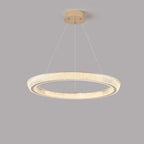 Lustre LED glamour en cristal doré à plusieurs cercles