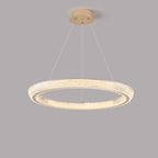 Lustre LED glamour en cristal doré à plusieurs cercles