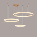 Lustre LED glamour en cristal doré à plusieurs cercles