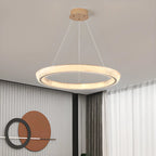 Lustre LED glamour en cristal doré à plusieurs cercles