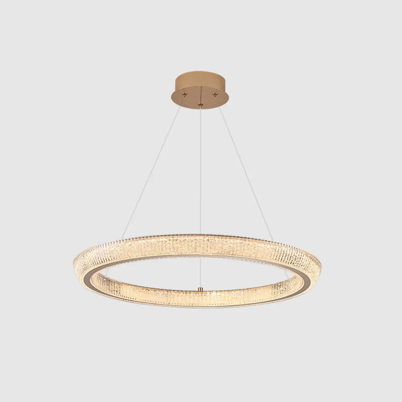 Lustre LED glamour en cristal doré à plusieurs cercles