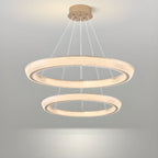 Lustre LED glamour en cristal doré à plusieurs cercles