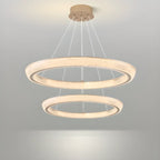 Lustre LED glamour en cristal doré à plusieurs cercles