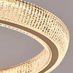 Lustre LED glamour en cristal doré à plusieurs cercles