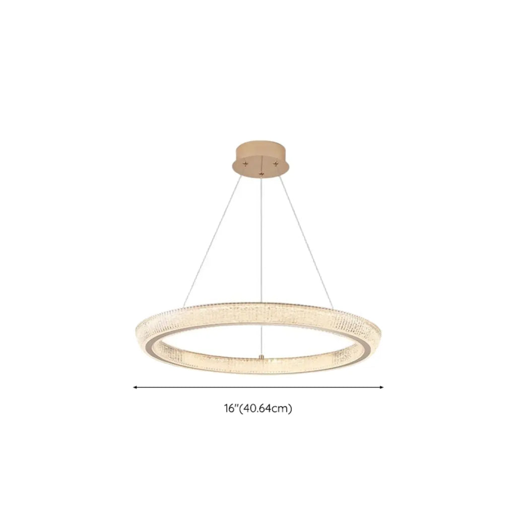Lustre LED glamour en cristal doré à plusieurs cercles