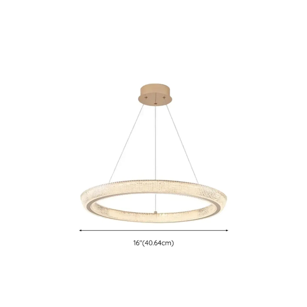 Lustre LED glamour en cristal doré à plusieurs cercles