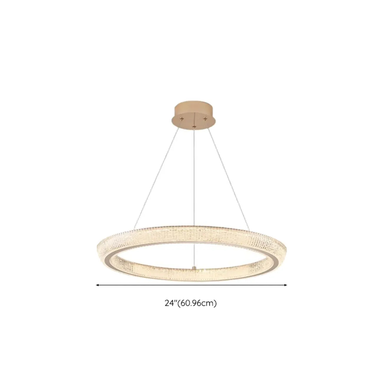 Lustre LED glamour en cristal doré à plusieurs cercles