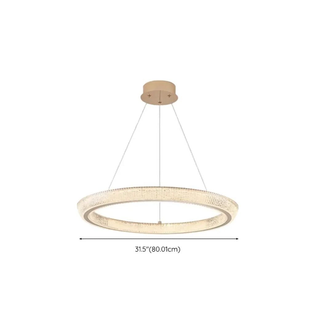 Lustre LED glamour en cristal doré à plusieurs cercles