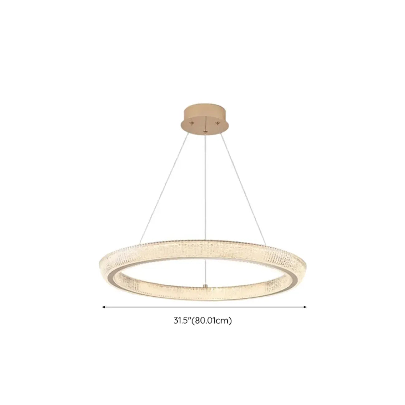 Lustre LED glamour en cristal doré à plusieurs cercles