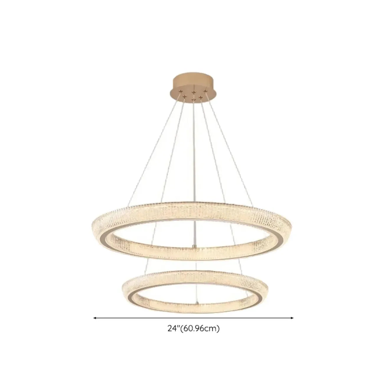 Lustre LED glamour en cristal doré à plusieurs cercles