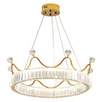 Lustre élégant en cristal doré à LED en forme de couronne