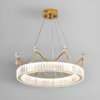 Lustre élégant en cristal doré à LED en forme de couronne