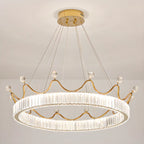 Lustre élégant en cristal doré à LED en forme de couronne