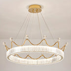 Lustre élégant en cristal doré à LED en forme de couronne