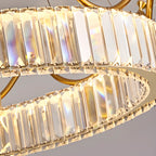 Lustre élégant en cristal doré à LED en forme de couronne